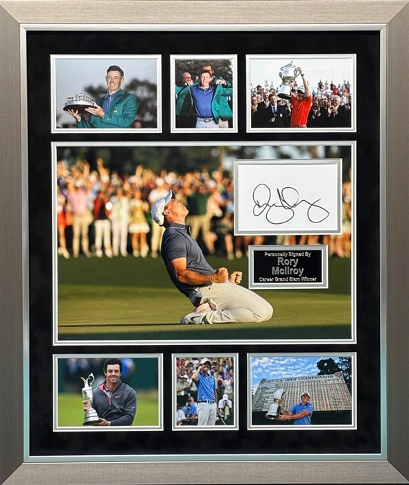 Lot 04 * Rory Mcllroy Grand Slam Winner Print With Frame, Hand Signed By Rory Mcllroy